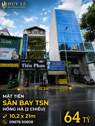 10,2 x 21m - Mặt Tiền HỒNG HÀ (đường 2 chiều)