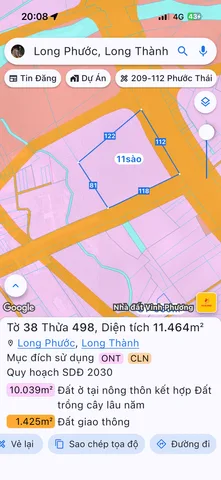 Bán Đất 11000m2 có sẵn 300 m2 thổ cư giá 150 tỷ tại Xã Long Phước Huyện Long Thành Đồng Nai