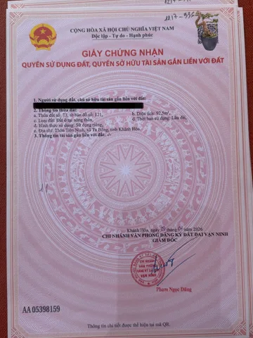 Bán Đất 93m2 có sẵn 93 m2 thổ cư giá 1.57 tỷ tại Đường Nguyễn Huệ Xã Vạn Long Huyện Vạn Ninh Khánh Hòa