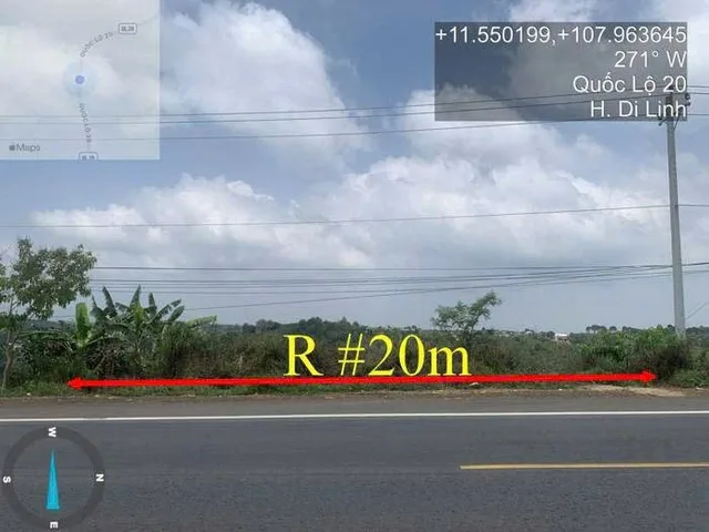 Bán Đất 1596.9m2 có sẵn 1100 m2 thổ cư giá 9.5 tỷ tại Đường Quốc lộ 20 - Chọn - Xã Di Linh Lâm Đồng