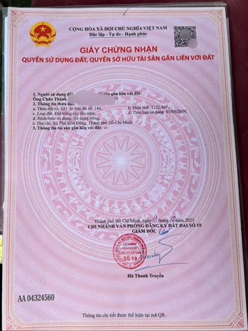 (L395) Đất xã Phú Hòa Đông, dt 1.223m2, đất ở ONT chưa thổ, giá 3 tỷ 200