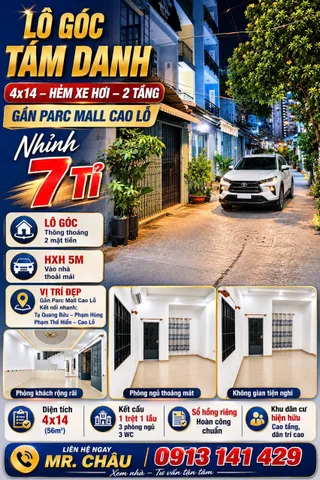 Nhà 3 tầng, mặt tiền Tùng Thiện Vương, 39m², view sông - công viên, 5,5 tỉ