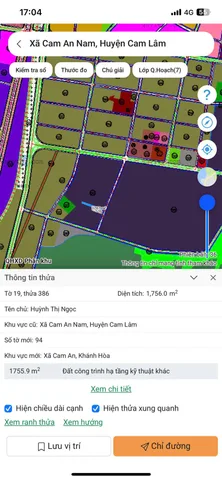 Bán Đất 1756m2 giá 1.76 tỷ tại - Chọn - Xã Cam An Nam Huyện Cam Lâm Khánh Hòa