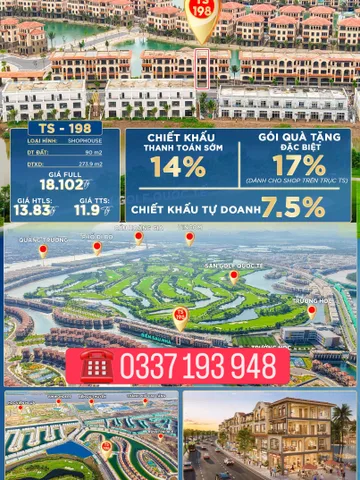 Bán căn shophouse 90m2 TS-198 khu Đảo Thiên Đường Vinhomes Vũ Yên Hải Phòng.