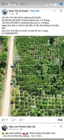 Bán Đất 1987.5m2 giá 1.39 tỷ tại Đường Xã Ea Blang Xã Ea Blang Thị xã Thị Xã Buôn Hồ Đắk Lắk