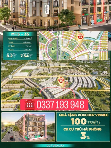 Bán căn liền kề 75m2 MT5-35 khu Mặt Trời Vinhomes Dương Kinh Hải Phòng.