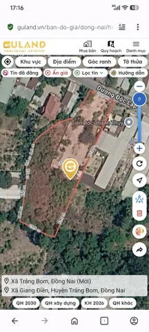 Bán Đất 3547m2 có sẵn 600 m2 thổ cư giá 14 tỷ tại Đường Dương Độc Lập Xã Giang Điền Huyện Trảng Bom Đồng Nai