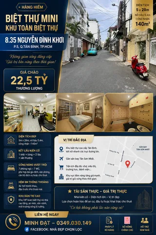 Bán Nhà riêng 140m2 xây dựng 5 tầng , HXH 8m giá 22.5 tỷ tại Hoàng Việt - Út Tịch -Nguyễn Đình Khơi Phường 04 Quận Tân Bình TP. Hồ Chí Minh