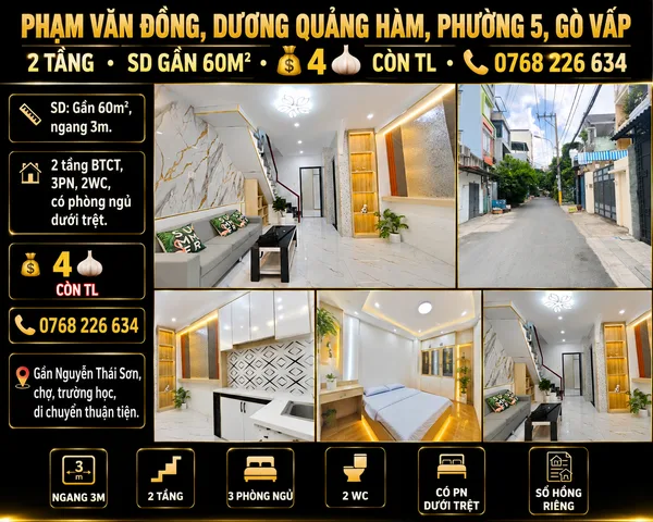 Bán Nhà riêng 25m2 có sẵn 25 m2 thổ cư giá 4 tỷ tại - Chọn - Phường 05 Quận Gò Vấp TP. Hồ Chí Minh