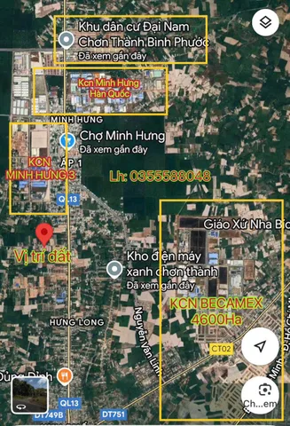 Bán Đất 548m2 có sẵn 50 m2 thổ cư giá 429 triệu tại Thị trấn Chơn Thành Thị xã Chơn Thành Bình Phước