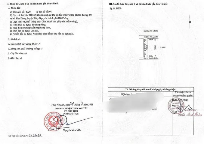 07.2026.Bán  lô 10tdc47 tái định cư Hoa Động. sẻ khe 98m2 giá 4.09 tỷ . liên hệ 0362558882