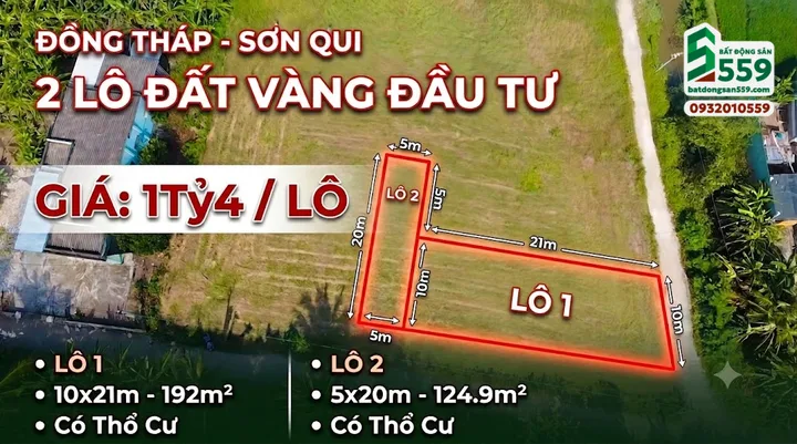 Chính chủ cần bán 2 lô đất vị trí 2 mặt tiền tại Phường Sơn Qui, Đồng Tháp mới