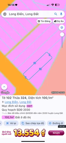 Bán Đất 100m2 có sẵn 100 m2 thổ cư giá 1.75 tỷ tại Thị trấn Long Điền Huyện Long Điền Bà Rịa - Vũng Tàu