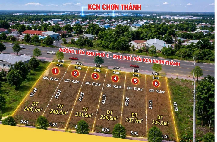 Bán Đất 245m2 có sẵn 50 m2 thổ cư giá 850 triệu tại Đường Phường Minh Long Xã Minh Hưng Thị xã Chơn Thành Bình Phước