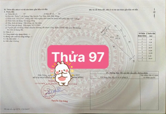 Bán Đất 1931m2 giá 500 triệu tại - Chọn - Xã Quảng Tân Huyện Tuy Đức Đắk Nông