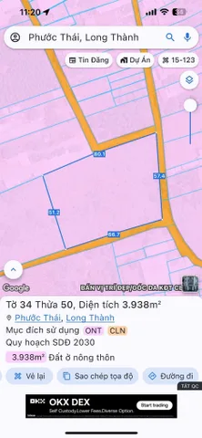 Bán Đất 3938m2 có sẵn 300 m2 thổ cư giá 11.5 tỷ tại Xã Phước Thái Huyện Long Thành Đồng Nai