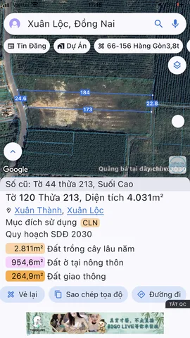 Bán Đất 5289m2 giá 13.3 tỷ tại Xã Suối Cao Huyện Xuân Lộc Đồng Nai