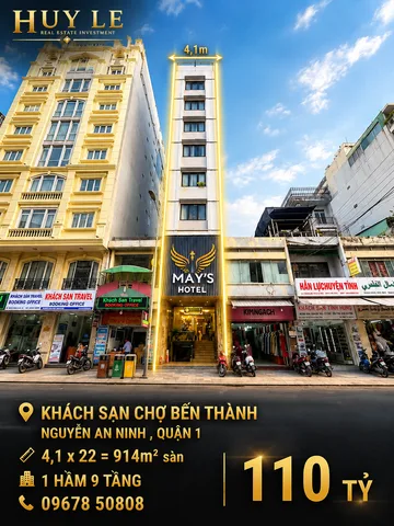 *Trực diện cửa Chợ Bến Thành* Bán Khách Sạn 22 Nguyễn An Ninh (1 hầm 9 tầng)