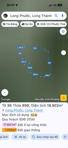 Bán Đất 18903m2 giá 48 tỷ tại Xã Long Phước Huyện Long Thành Đồng Nai