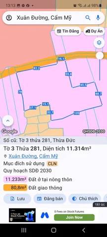 Bán Đất 11314m2 giá 12.4 tỷ tại Xã Thừa Đức Huyện Cẩm Mỹ Đồng Nai