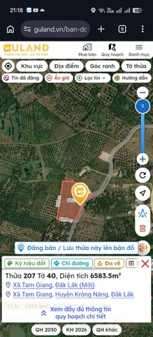 Bán Đất 6627m2 giá 1.7 tỷ tại Xã Tam Giang Huyện Krông Năng Đắk Lắk