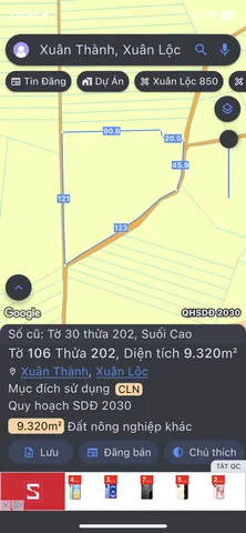 Bán Đất 9320m2 giá 3.25 tỷ tại Xã Suối Cao Huyện Xuân Lộc Đồng Nai
