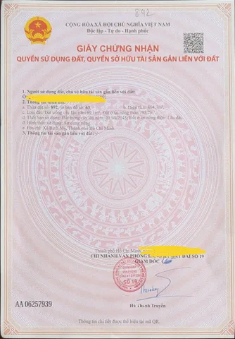 Bán Đất 863m2 có sẵn 795 m2 thổ cư giá 10.6 tỷ tại Xã Bình Mỹ Huyện Củ Chi TP. Hồ Chí Minh