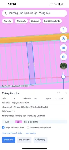 Bán Đất 191m2 có sẵn 60 m2 thổ cư giá 900 triệu tại Phường Hắc Dịch Thành phố Phú Mỹ Bà Rịa - Vũng Tàu