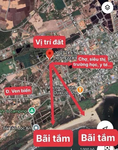 RA NHANH 262m2 NGANG 8M SAU LƯNG CHỢ LỘC AN GIÁ CHỈ 1TY850