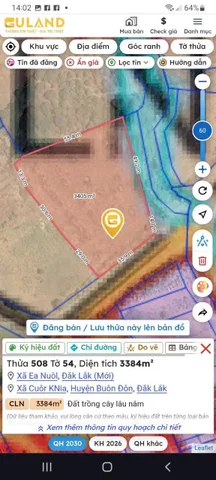 Bán Đất 3384m2 giá 1.3 tỷ tại Xã Cuôr KNia Huyện Buôn Đôn Đắk Lắk