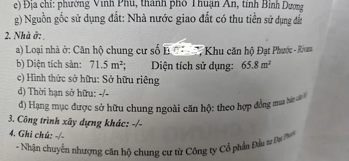Bán Căn hộ chung cư 71.5m2 giá 3.45 tỷ tại - Chọn - Phường Vĩnh Phú Thị xã Thuận An Bình Dương