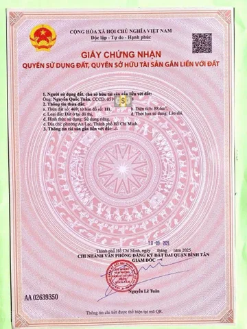 Bán Đất 88.6m2 có sẵn 88.6 m2 thổ cư giá 6.47 tỷ tại - Chọn - Phường  An Lạc Quận Bình Tân TP. Hồ Chí Minh