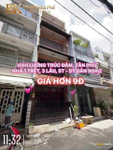 🏡 HXH THÔNG THOÁNG LƯƠNG TRÚC ĐÀM, TÂN PHÚ - NHÀ 1 TRỆT 3 LẦU SÂN THƯỢNG - DT GẦN 80m2 - GIÁ HƠN 9Đ💕