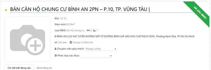 Bán Căn hộ chung cư 60.3m2 giá 2.2 tỷ tại - Chọn - Phường 10 Thành phố Vũng Tàu Bà Rịa - Vũng Tàu