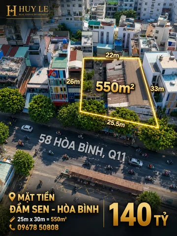Bán nhà mặt tiền Đầm Sen 58 Hòa Bình (25m x 27m)