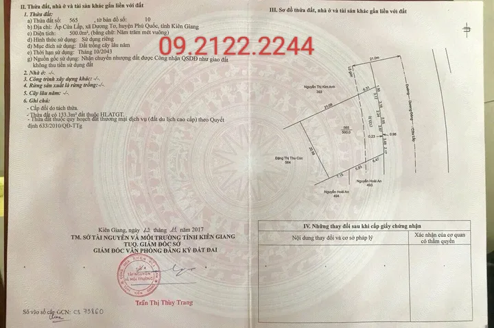 Bán Đất 1036.4m2 Mặt tiền Trần Hưng Đạo , Ngang 22m giá 70 tỷ tại Đặc Khu Phú Quốc