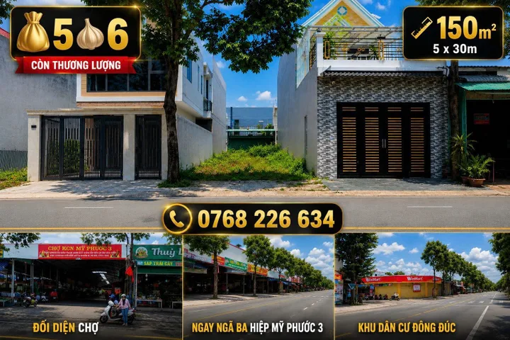 Bán Đất 150m2 có sẵn 150 m2 thổ cư giá 5.6 tỷ tại - Chọn - Phường Mỹ Phước Thị xã Bến Cát Bình Dương