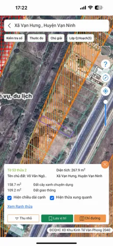 Bán Đất 267.9m2 có sẵn 247.4 m2 thổ cư giá 5.63 tỷ tại Đường Quốc Lộ 1A Xã Vạn Hưng Huyện Vạn Ninh Khánh Hòa