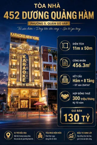 Bán Tòa nhà - Building 456m2 có sẵn 456 m2 thổ cư giá 125 tỷ tại - Chọn - Phường 05 Quận Gò Vấp TP. Hồ Chí Minh