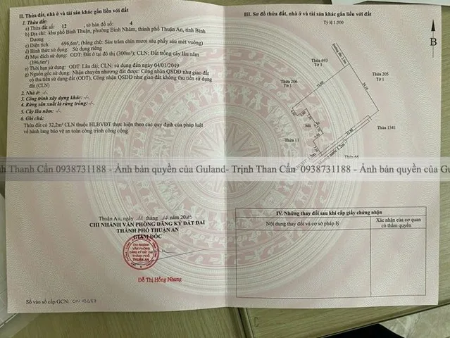 Bán Nhà riêng 697m2 có sẵn 300 m2 thổ cư giá 7.9 tỷ tại Phường Bình Nhâm Thị xã Thuận An Bình Dương