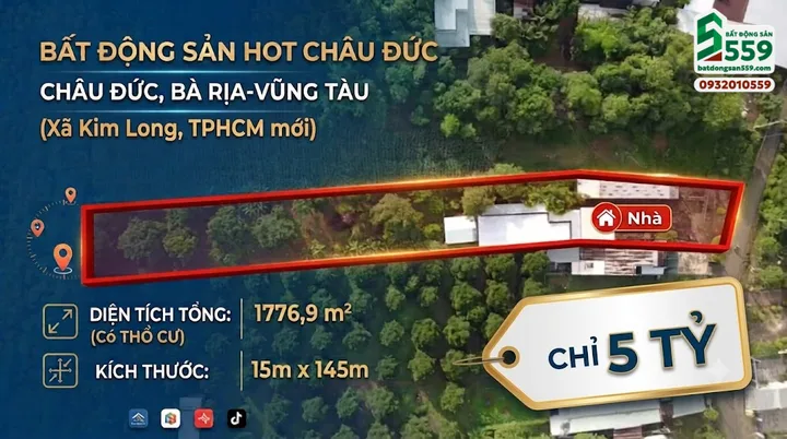 Chính chủ bán nhà+đất tại Xã Bàu Chinh, Huyện Châu Đức, Tỉnh Bà Rịa-Vũng Tàu (Xã Kim Long, TPHCM mới)
