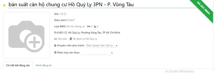 Bán Căn hộ chung cư 87.6m2 giá 1.77 tỷ tại - Chọn - Phường Thắng Tam Thành phố Vũng Tàu Bà Rịa - Vũng Tàu