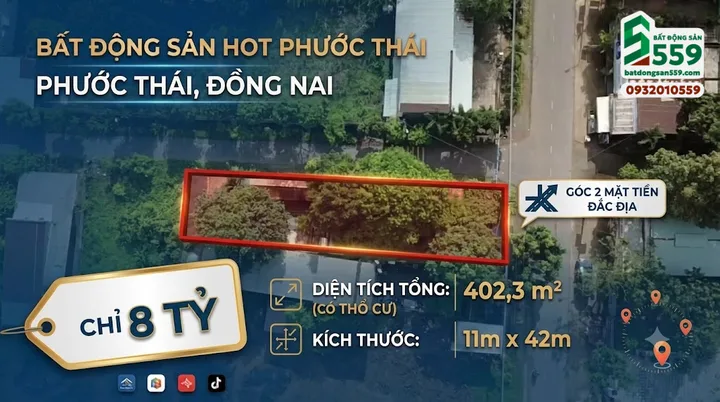 Chính chủ cần bán đất góc 2 mặt tiền đang kinh doanh tại xã Phước Thái, Đồng Nai mới