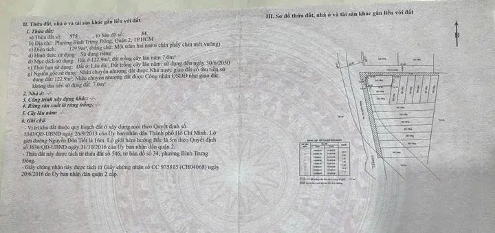 Bán đất Quận 2, LÔ GÓC 2 MẶT TIỀN 35 NGUYỄN ĐÔN TIẾT QUẬN 2, ngang hơn 7m đường ô tô thông. giá còn TLCC