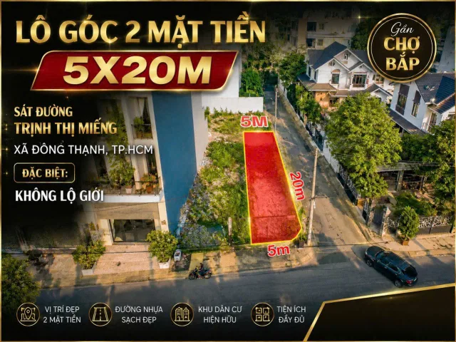 Bán Đất 100m2 có sẵn 100 m2 thổ cư giá 4.99 tỷ tại Xã Thới Tam Thôn Huyện Hóc Môn TP. Hồ Chí Minh