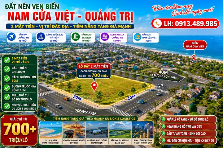 Đất Nền Ven Biển Nam Cửa Việt - Quảng Trị 2 Mặt Tiền - Đón Đầu Quy Hoạch
