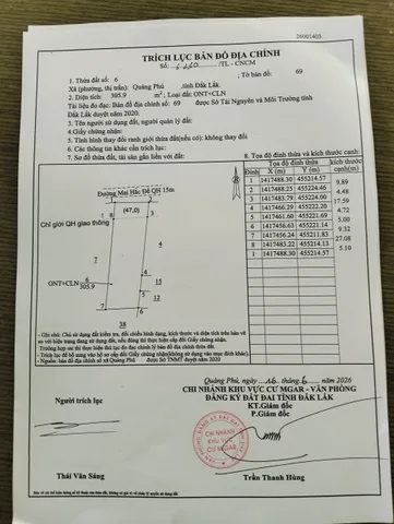 Bán Đất 305.9m2 giá 3 tỷ tại Thị trấn Quảng Phú Huyện Cư M'gar Đắk Lắk