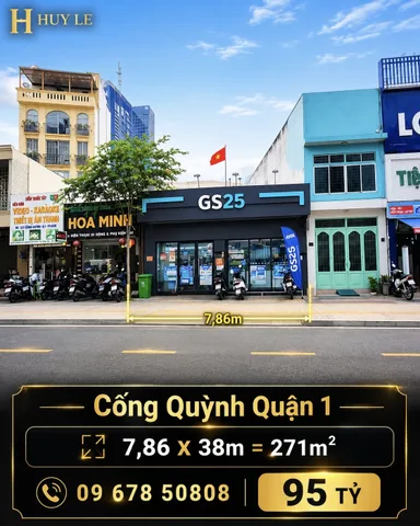 Bán Đất mặt tiền 189 Cống Quỳnh Quận 1 (7,8 x 38 = 271m2)