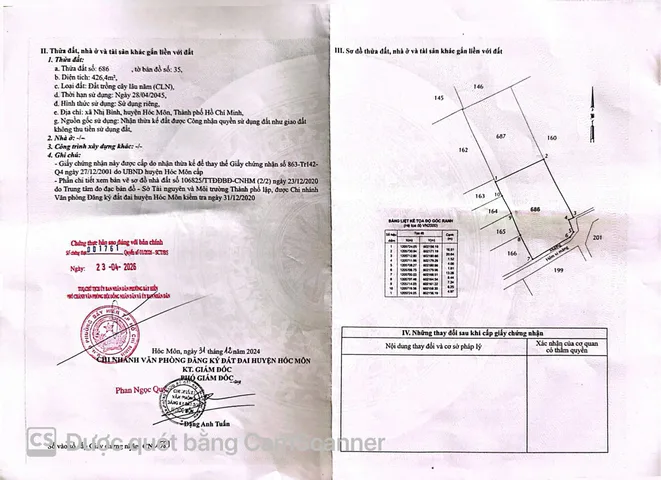 Bán Đất 826m2 giá 4.5 tỷ tại Xã Nhị Bình Huyện Hóc Môn TP. Hồ Chí Minh