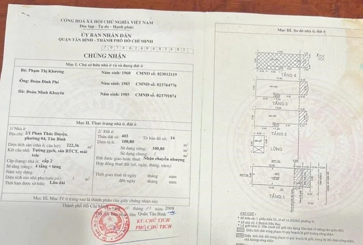 Bán Nhà Hẻm 2/1 Phan Thúc Duyện, P4, Tân Bình